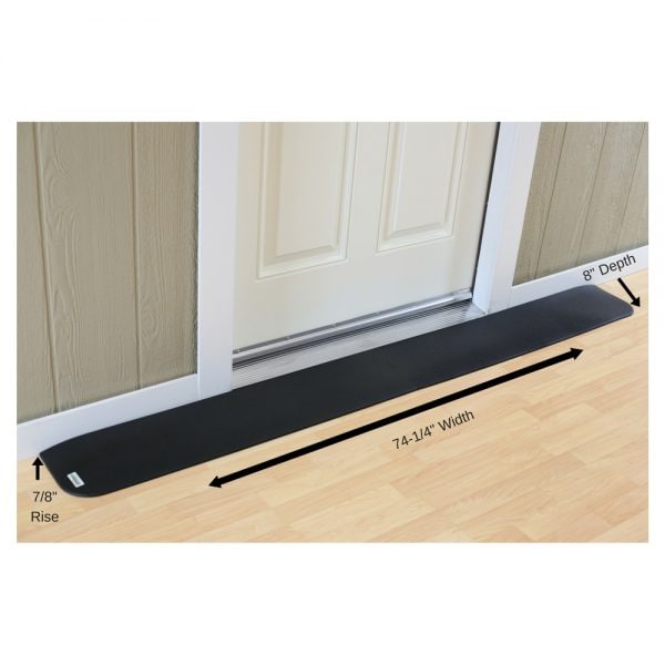 ADA Compliant Rubber Threshold Ramp: 7/8" Rise x  74-1/4" Wide x 8" Depth - 2 pc assembly